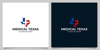 Texas staat kaart logo ontwerp sjabloon met medisch kruis grafisch ontwerp illustratie. icoon, symbool, creatief. vector