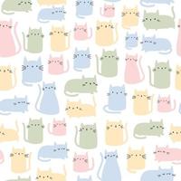 schattig pastel kat kitten cartoon naadloze patroon vector