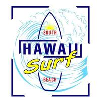 Shirt met surflogo in Hawaii vector
