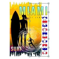 Miami surf girl print overhemd vector