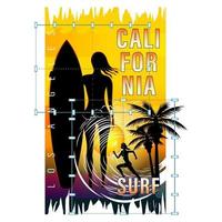 Californië surf girl silhouet print shirt vector