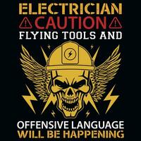 elektricien typografie grafiek t-shirt ontwerp vector
