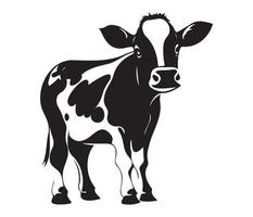 koe portret gestileerde vector symbool, zwart en wit koe, koe, zuivel icoon
