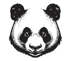 panda gezicht, silhouetten panda gezicht, zwart en wit panda vector
