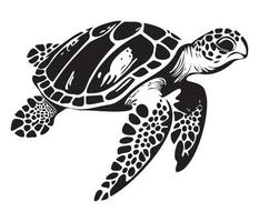 zwemmen zee schildpad icoon zee dier zwart symbool, onderwater- dieren vector