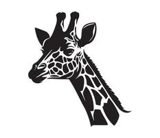 giraffe gezicht, silhouetten giraffe gezicht, zwart en wit giraffe vector