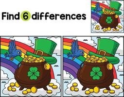 st. patricks dag pot van goud vind de verschillen vector