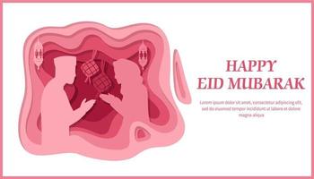 eid mubarak groet kaart voor een moslim vector