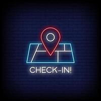 check in neonreclame stijl tekst vector