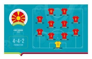 Noord-Macedonië line-up voetbaltoernooi laatste fase vectorillustratie vector