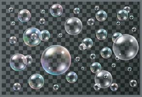 set van realistische kleurrijke zeepbellen vector. illustrator 10