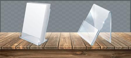 acryl houder glas plastic display standaard met papier. vector illustrator 10