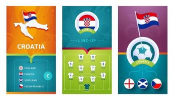 kroatië team europees voetbal verticale banner ingesteld voor sociale media vector