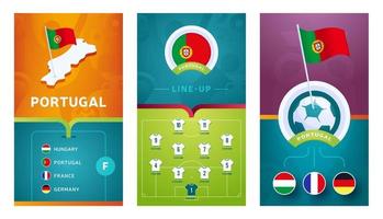portugal team europees voetbal verticale banner ingesteld voor sociale media vector