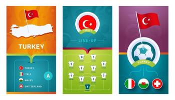 turkije team europees voetbal verticale banner ingesteld voor sociale media vector