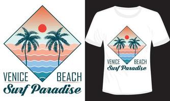 surfen paradijs Venetië strand t-shirt ontwerp vector illustratie