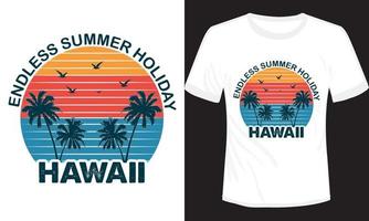 eindeloos zomer vakantie Hawaii strand t-shirt ontwerp vector illustratie