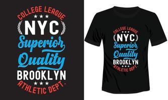 kleurrijk nyc atletiek typografie vector t-shirt illustratie in zwart achtergrond