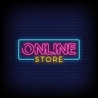 online winkel neonreclames stijl tekst vector