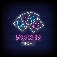 poker nacht neonreclames stijl tekst vector