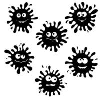 schattige karakters monster blots met verschillende emoties, zwarte stencil vector