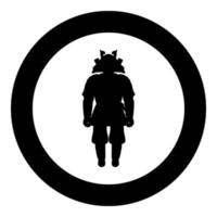 samurai Japans oorlog held silhouet krijger icoon in cirkel ronde zwart kleur vector illustratie beeld solide schets stijl