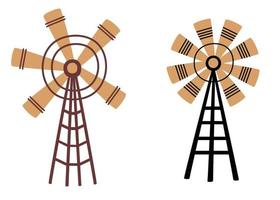 windmolen set. traditioneel tekenfilm Nederlands windmolen. gebruik voor afdrukken, behang, kinderen kleren, mode. vector illustratie geïsoleerd Aan de wit achtergrond.