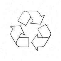 recycling symbool. schets. vector illustratie. wereldwijd aandacht teken naar milieu problemen. driehoekig eco vriendelijk teken van hergebruikt. hand- getrokken schetsen voor verpakking. geïsoleerd wit achtergrond