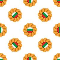 patroon koekje met vlag land bulgarije in smakelijk biscuit vector