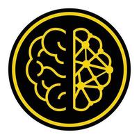 gestileerde hersenen icoon of logo, zwart lijn en kleur. gemakkelijk vlak tekenfilm stijl menselijk hersenen vector illustratie.