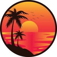 palm boom logo. zee strand logo ontwerp. natuur logo ontwerp. zee logo ontwerp met een Pruim boom. kokosnoot boom met zee vector