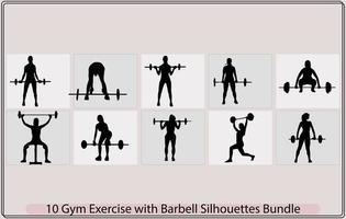 vrouw met barbell silhouet vector