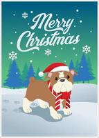 schattig bulldog van Kerstmis vector