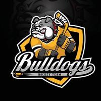 bulldog mascotte ijs hockey logo ontwerp vector