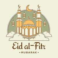 eid mubarak moskee illustratie ontwerp vector