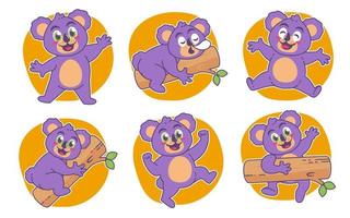 koala tekenfilm uitdrukking sticker pak vector