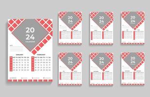 creatief 2024 muur kalender ontwerp sjabloon vector
