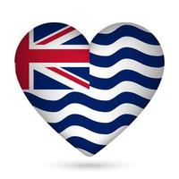 Brits Indisch oceaan gebied vlag in hart vorm geven aan. vector illustratie.