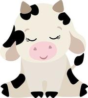 zwart en wit schattig baby stier en koe vector illustratie