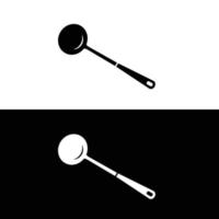 pollepel vlak silhouet vector. silhouet werktuig icoon. reeks van zwart en wit symbolen voor keuken concept, keuken apparaten, keuken gadgets, keuken hulpmiddelen, keukengerei vector