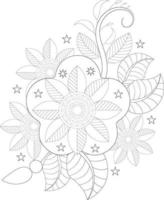 volwassen kleur bladzijde met bloemen stijl. schets bloem patroon in mehndi stijl. tekening ornament in zwart en wit. vrij vector