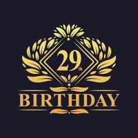 29 jaar verjaardag logo, luxe gouden 29e verjaardagsviering. vector