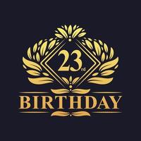 23 jaar verjaardag logo, luxe gouden 23e verjaardagsviering. vector