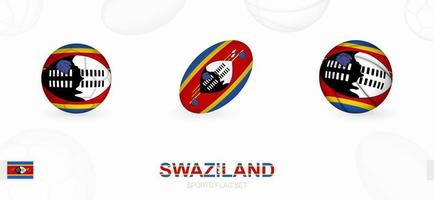 sport- pictogrammen voor Amerikaans voetbal, rugby en basketbal met de vlag van Swaziland. vector