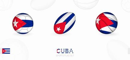 sport- pictogrammen voor Amerikaans voetbal, rugby en basketbal met de vlag van Cuba. vector