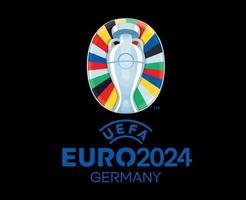 euro 2024 Duitsland symbool officieel logo met naam blauw Europese Amerikaans voetbal laatste ontwerp vector illustratie met zwart achtergrond