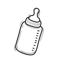 baby melk fles vector illustratie met hand- getrokken stijl Aan geïsoleerd achtergrond. baby melk fles tekening