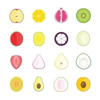 fruit halve pictogrammen instellen vector