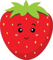 schattig grappig kawaii aardbei fruit karakter, tekenfilm stijl, geïsoleerd Aan wit achtergrond vector