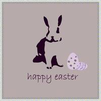 gelukkig Pasen dag konijn schets met versierd eieren en groet tex vector